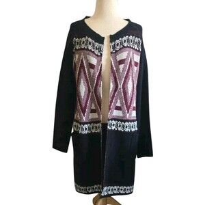 BCBG maxazria Multi Colored Aztec tribal southwestern Style Career cardigan M